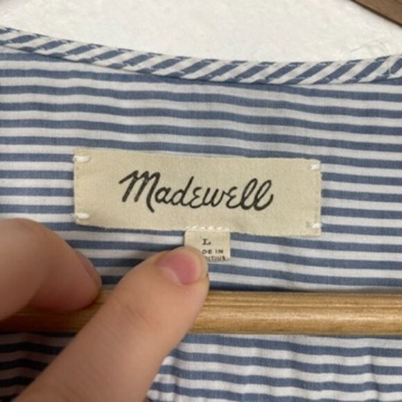 MADEWELL Wrap Top in Indigo Stripe Size: Large - Picture 6 of 8